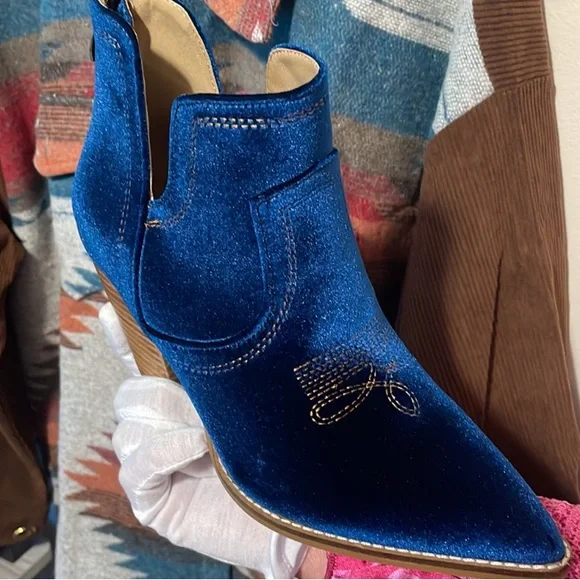 🎉❤️ Corkys Teal Velvet Boots Smoke Show Size 11 EUC - Picture 6 of 6